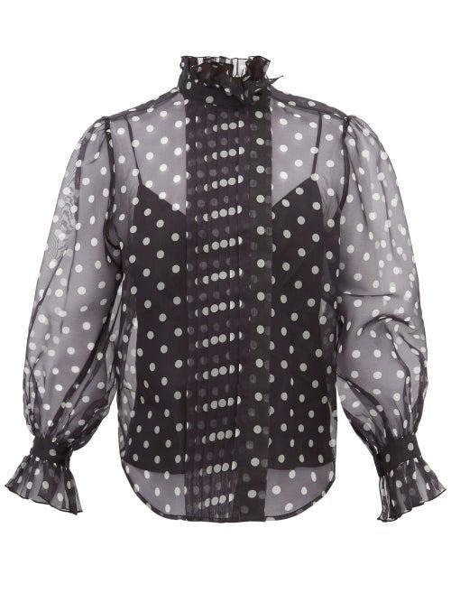 Matchesfashion.com Marc Jacobs - Polka Dot Silk Organza Blouse - Womens - Black