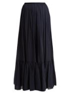 Matchesfashion.com Loup Charmant - Flores Tiered Cotton Maxi Skirt - Womens - Navy
