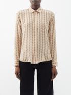 Nili Lotan - Gaia Chain-print Silk Shirt - Womens - Camel