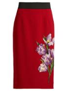 Dolce & Gabbana Tulip-appliqu Stretch-wool Pencil Skirt