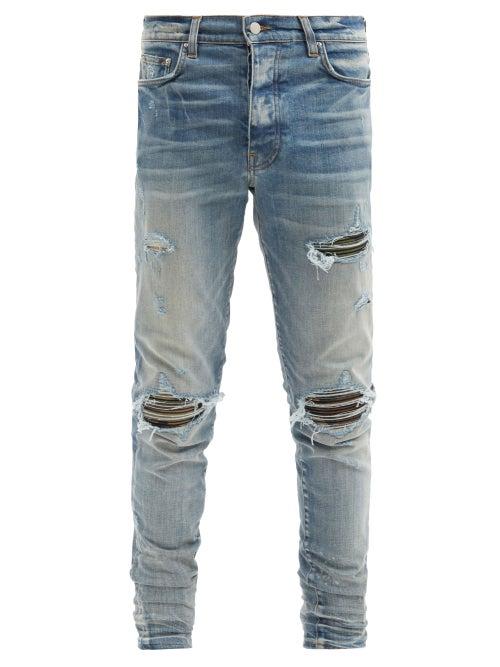 Matchesfashion.com Amiri - Mx1 Camouflage-patch Slim-leg Jeans - Mens - Blue