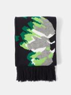 Raey - Stencil Tulip Intarsia Wool Scarf - Womens - Navy Multi
