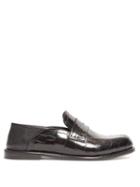 Matchesfashion.com Loewe - Collapsible Crocodile Effect Leather Loafers - Womens - Black