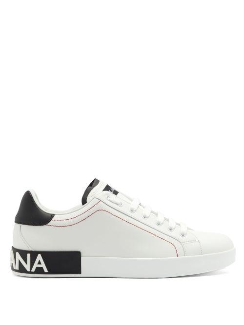 Matchesfashion.com Dolce & Gabbana - Portofino Logo-embossed Leather Trainers - Mens - Black White