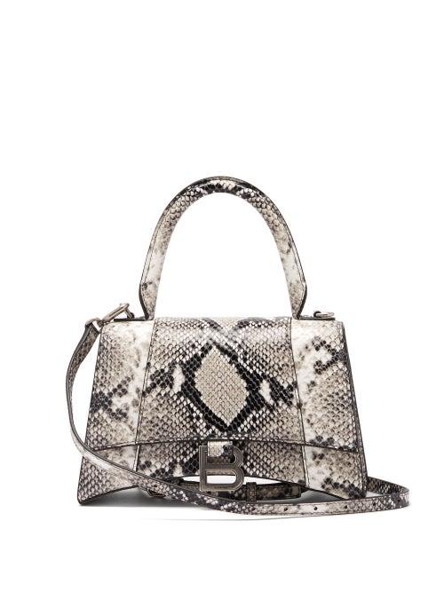 Ladies Bags Balenciaga - Hourglass Small Python-effect Leather Bag - Womens - Python