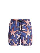 Matchesfashion.com Vilebrequin - Mahina Starfish Art Print Swim Shorts - Mens - Navy Multi