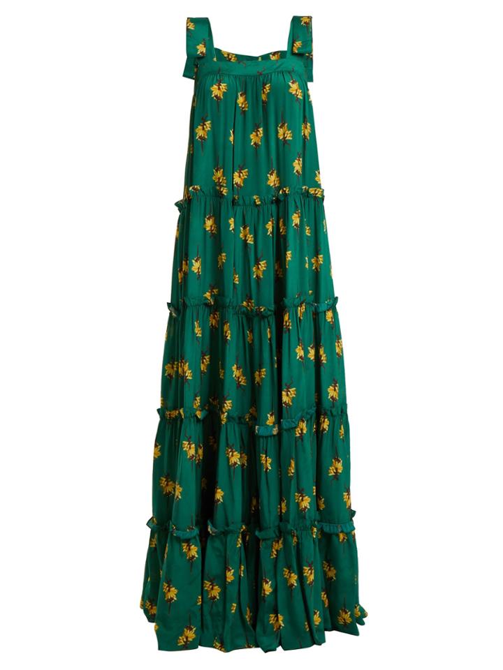Adriana Degreas Josephine Baker Floral-print Silk Dress