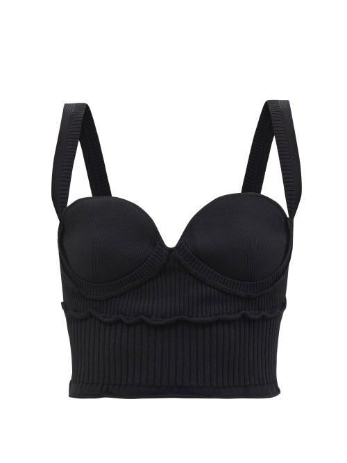Ladies Rtw Altuzarra - Piper Sweetheart-neckline Ribbed Cropped Top - Womens - Black