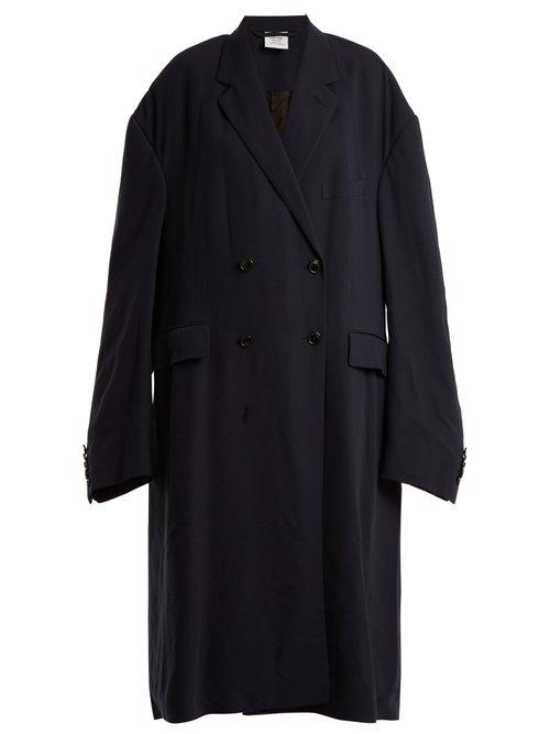 Matchesfashion.com Vetements - Oversized Double Breasted Coat - Womens - Navy