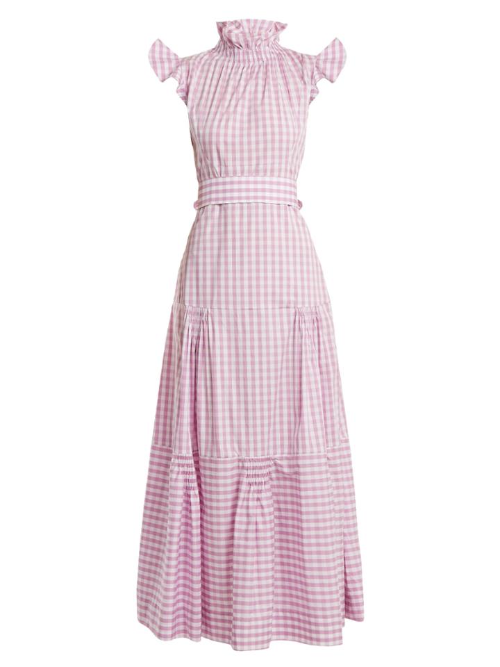 Teija Cap-sleeved Gingham Cotton Dress