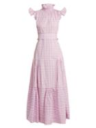 Teija Cap-sleeved Gingham Cotton Dress
