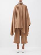 Gucci - Asymmetric Leather-trim Wool Cape - Womens - Camel