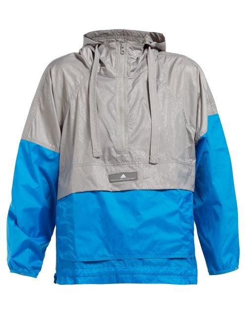 Matchesfashion.com Adidas By Stella Mccartney - Two Tone Hooded Windbreaker Jacket - Womens - Blue Multi