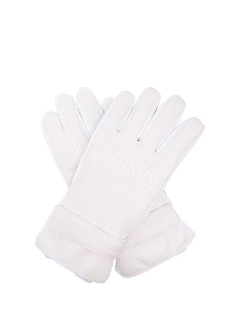 Matchesfashion.com Fendi - Logo Shell Ski Gloves - Womens - White