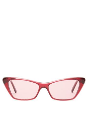 Matchesfashion.com Andy Wolf - Cat Eye Tinted Sunglasses - Womens - Red