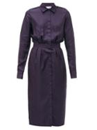 Matchesfashion.com Gabriela Hearst - Military Polka Dot Silk Twill Midi Dress - Womens - Navy Multi
