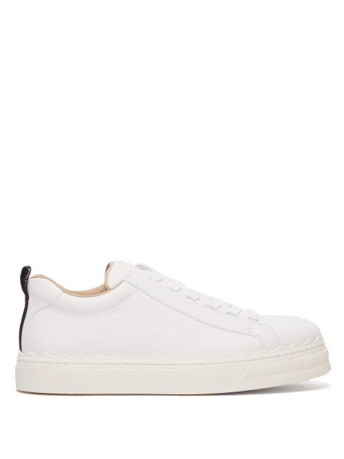 Matchesfashion.com Chlo - Lauren Scallop Edge Leather Trainers - Womens - White
