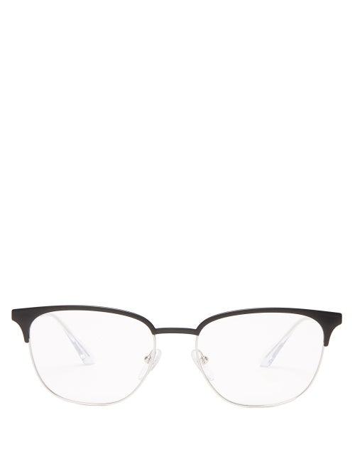 Matchesfashion.com Prada Eyewear - Logo Engraved D Frame Metal Glasses - Mens - Silver
