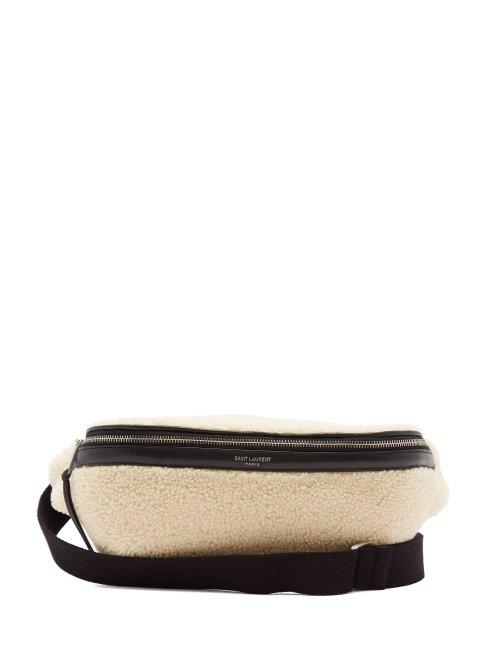 Matchesfashion.com Saint Laurent - Shearling Belt Bag - Mens - White