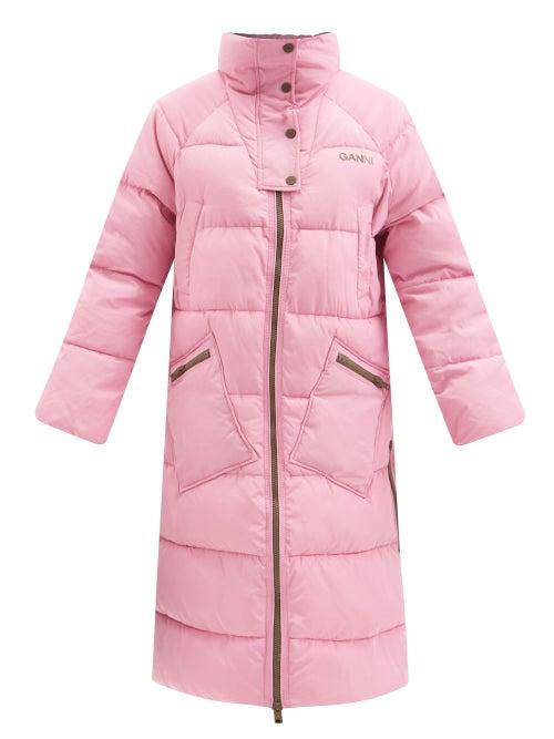 Ganni - Longline Recycled-fibre Padded Coat - Womens - Pink