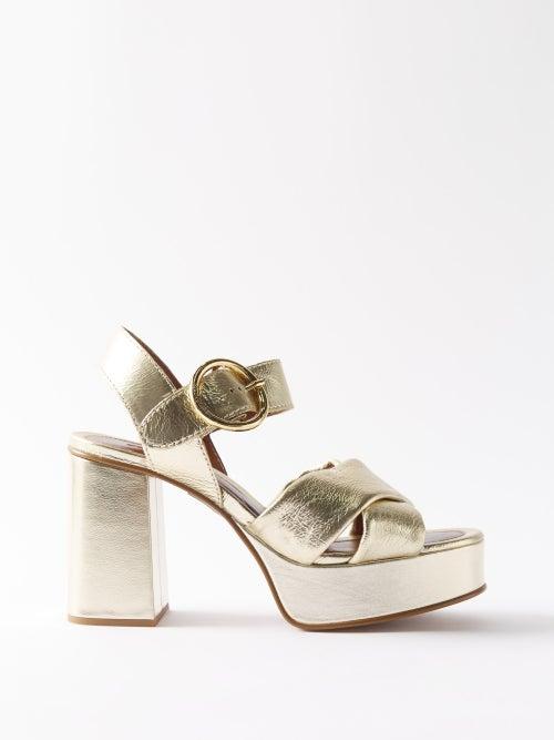 See By Chlo - Lyna Metallic-leather Plaform Sandals - Womens - Light Gold