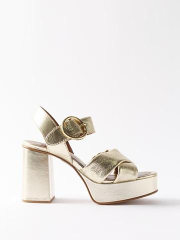 See By Chlo - Lyna Metallic-leather Plaform Sandals - Womens - Light Gold
