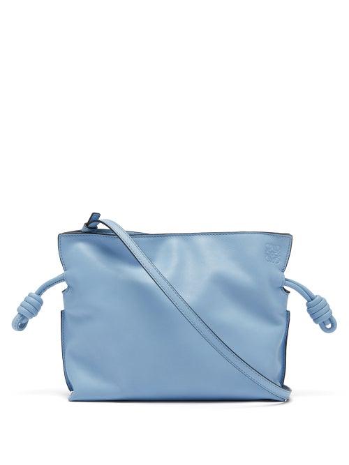 Matchesfashion.com Loewe - Flamenco Mini Drawstring Leather Cross-body Bag - Womens - Light Blue
