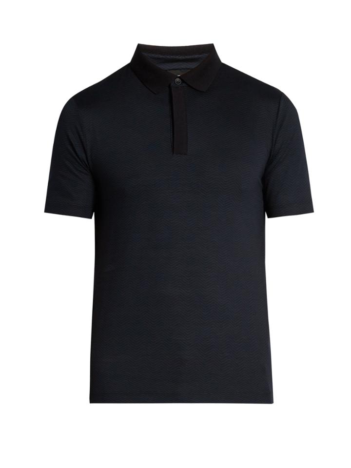Giorgio Armani Chevron-print Jersey Polo Shirt