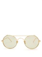 Linda Farrow Round-frame Yellow-gold Plated Sunglasses