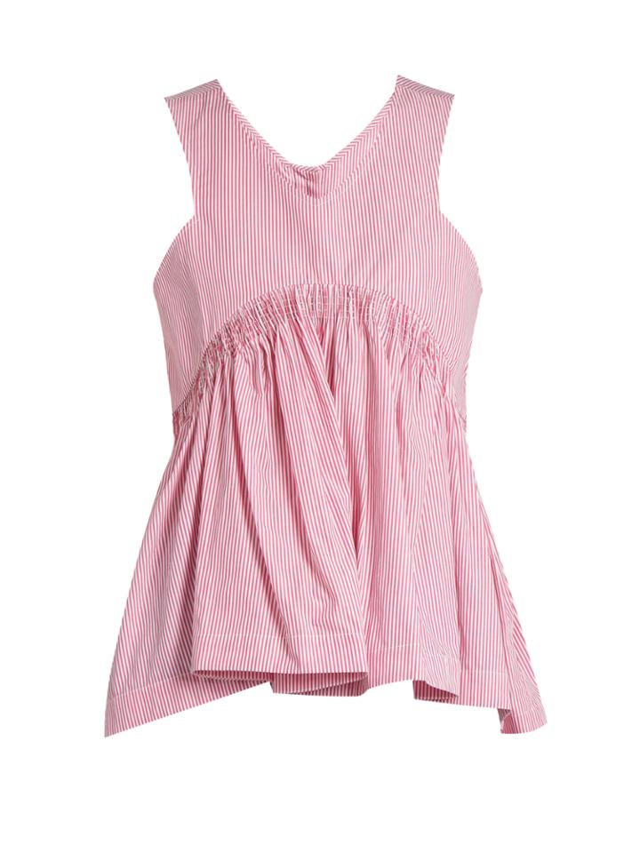 Teija V-neck Sleeveless Striped Cotton Top