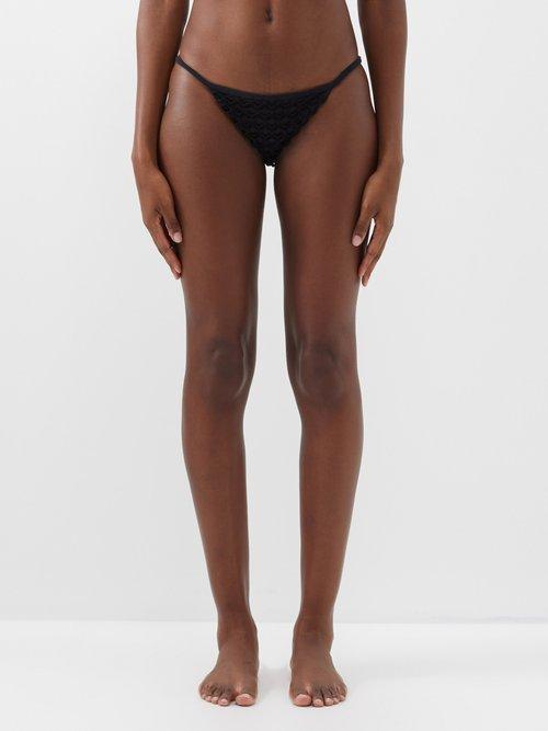 Sara Cristina - Sun Crochet-lace Bikini Briefs - Womens - Black