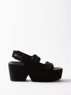 Clergerie - Elva Velvet Flatform Sandals - Womens - Black