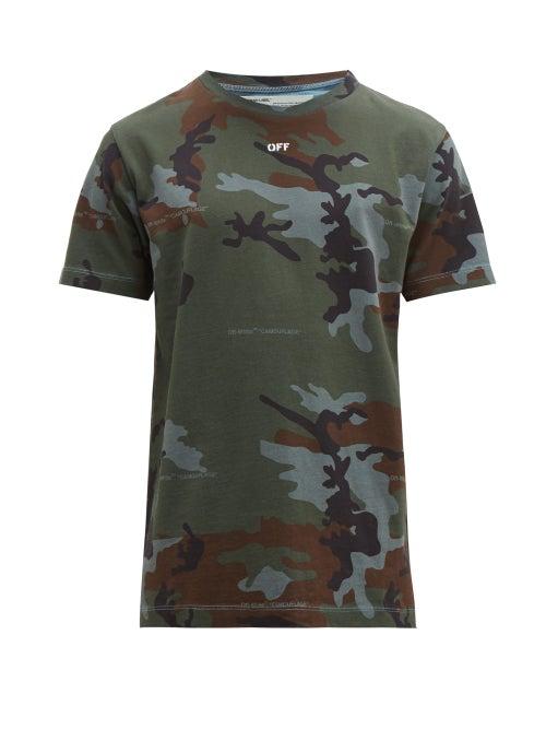 Matchesfashion.com Off-white - Camouflage Logo Print Cotton T Shirt - Mens - Blue Multi