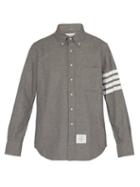 Matchesfashion.com Thom Browne - Stripe Printed Cotton Chambray Shirt - Mens - Grey