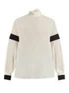 Amanda Wakeley High-neck Bi-colour Silk Crepe De Chine Blouse
