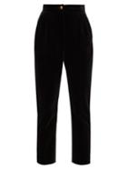 Matchesfashion.com Dolce & Gabbana - High Rise Cotton Velvet Trousers - Womens - Black