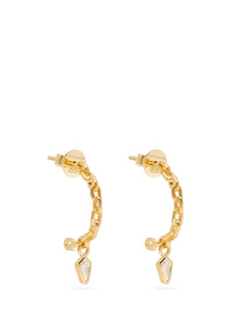 Matchesfashion.com Patcharavipa - Diamond & 18kt Gold Chain Half-hoop Earrings - Womens - Gold