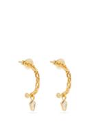 Matchesfashion.com Patcharavipa - Diamond & 18kt Gold Chain Half-hoop Earrings - Womens - Gold