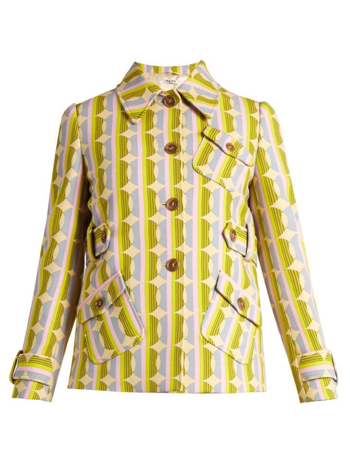 Miu Miu Circle Striped-print Wool-blend Jacket