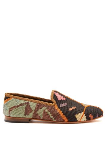 Artemis Design Shoes Patterned Woven Kilim And Leather Loafers