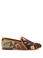 Artemis Design Shoes Patterned Woven Kilim And Leather Loafers