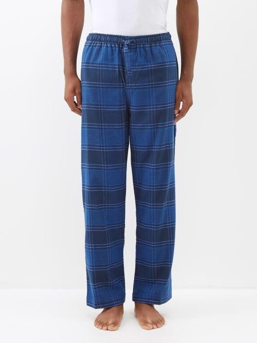 Derek Rose - Kelburn Check Cotton Pyjama Trousers - Mens - Navy