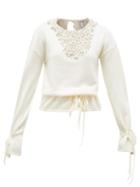 Matchesfashion.com Loewe - Drawstring Faux Pearl-embellished Sweater - Womens - Cream