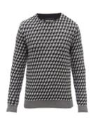Mens Rtw Giorgio Armani - Cube-jacquard Wool Sweater - Mens - Multi