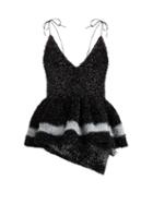 Matchesfashion.com Germanier - Peplum Hem Tinsel Top - Womens - Black