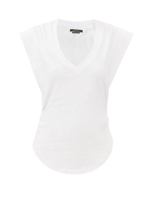 Isabel Marant - Zofia V-neck Cotton-jersey T-shirt - Womens - White