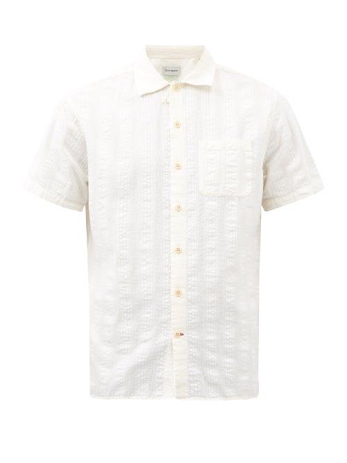 Oliver Spencer - Riviera Organic-cotton Seersucker Shirt - Mens - Cream