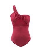 Ladies Beachwear Sara Cristina - Narcissus One-shoulder Swimsuit - Womens - Burgundy