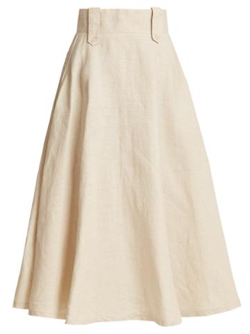 Chufy Norte Pleated Linen Midi Skirt
