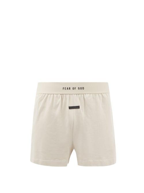 Fear Of God - Logo-patch Cotton-blend Jersey Pyjama Shorts - Mens - Cement